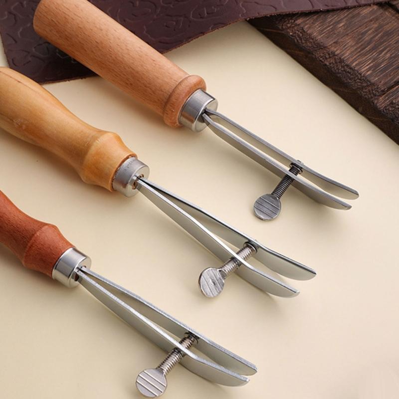 Wood Handle Leather Edging Creaser Tool Adjustable Leather Skiving Working Tool for Leather Craft 0.5mm 1.2mm 1.5mm