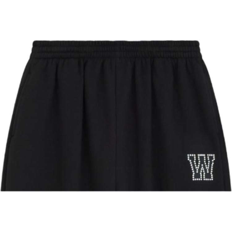We11done FW24 Pearl Logo Plain Knit Straight Leg Casual Pants Women bottoms Black WD-TA3-24-707-U-BK