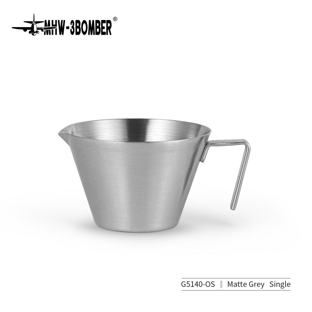 MHW-3BOMBER 100ml Espresso Measuring Cups Single/Double Spouts Stainless Steel Espresso Shot Cups with Handle Scale Barista Tool