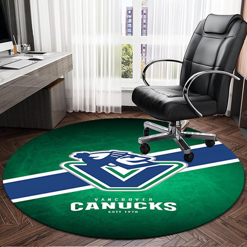 1PC Hockey Team Vancouver-Canucks Round Rug, Non-slip Chair Mat, Home Decor, Circle Carpet Perfect for Office, Bedroom, Living Room,Christmas gift