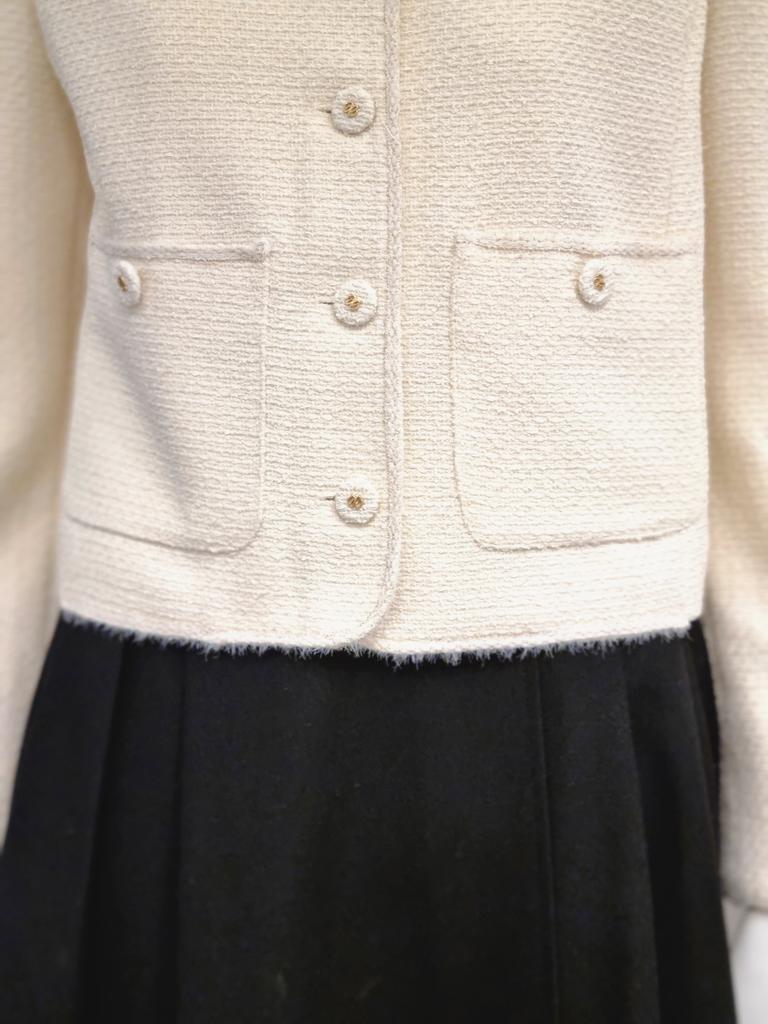 Women's Round Neck Pocket Tweed Jacket