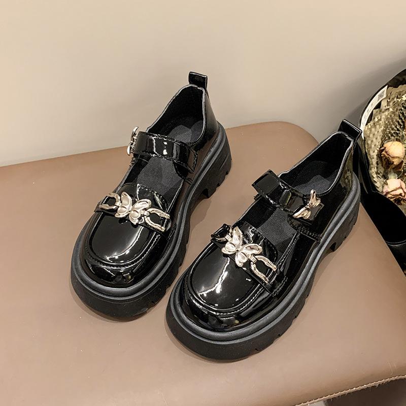 Fashion Bow-Knot Soft Shoes Woman Flats Oxfords Clogs Platform Butterfly Dress Leather Summer New Creepers Mary Janes Butterfly-knot