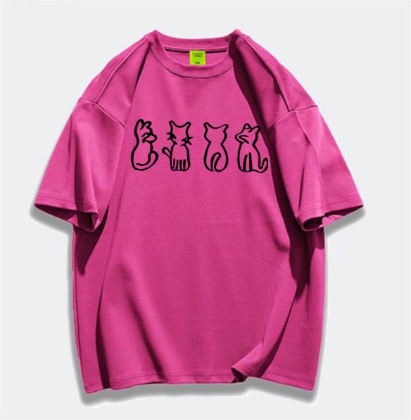 Heavy cotton cartoon fun short-sleeved T-shirt men's and women's summer new loose design niche half-sleeved top tide