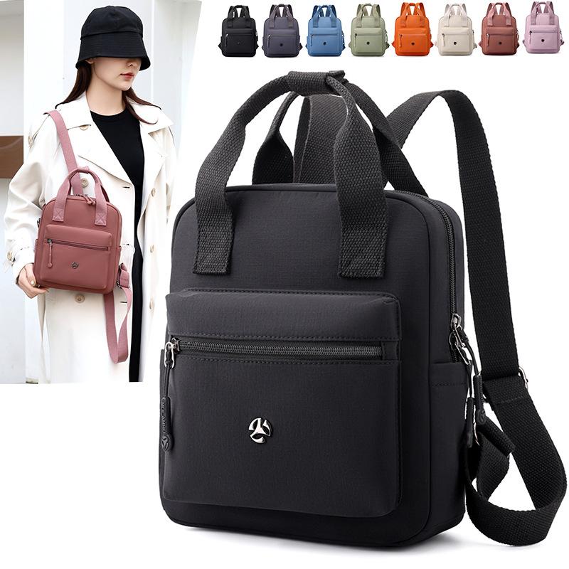 Nylon Backpack Women's Schoolbag Solid Color Small Handbag Travel Lightweight Backpack