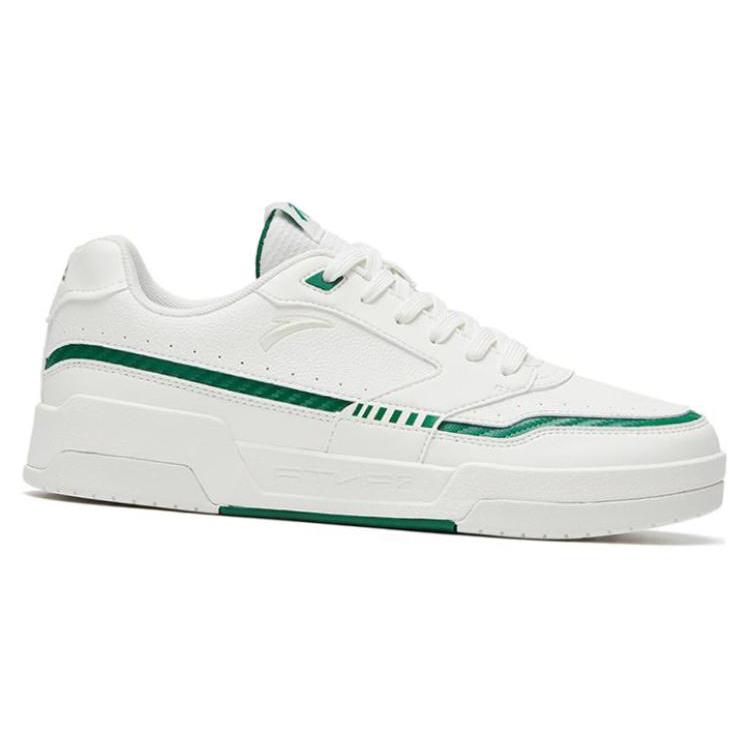 New Anta Slip Resistant Cushioning Abrasion Resistant Low Top Skateboard Shoes Men's Ivory White Turquoise 912318062-1