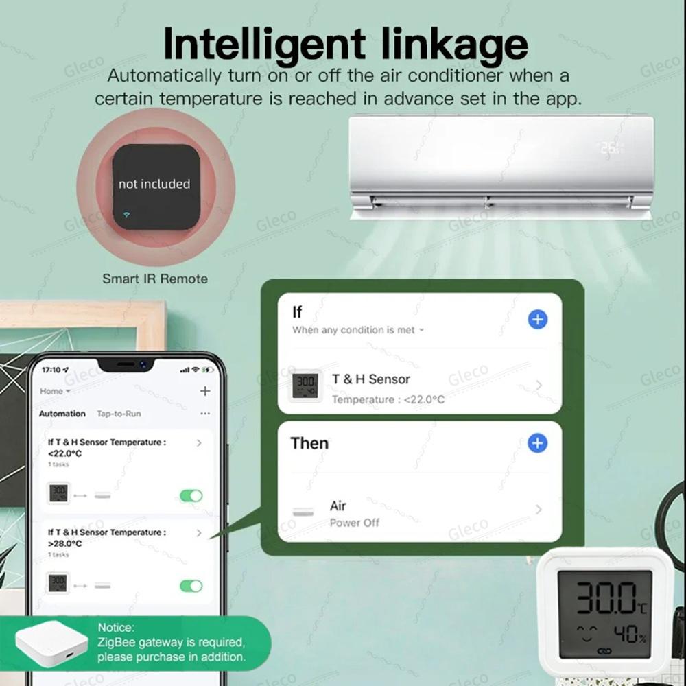 Zigbee Temperature Humidity Sensor Smart Home LCD Screen Thermometer Hygrometer APP Remote Work With Google Tuya Smart Life