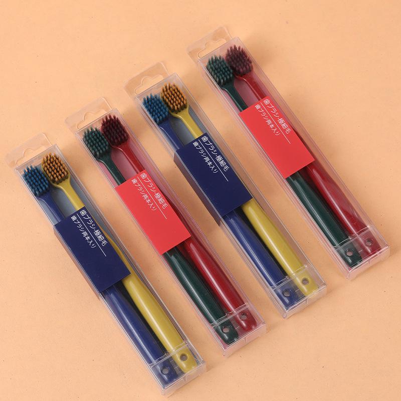 Douyin-Inspired Soft Bristle Toothbrush Set: Korean & Japanese Style, Wide Head, 2-Piece Macaron Design for Couples