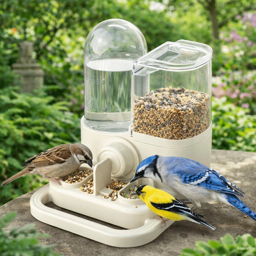 Large Capacity Automatic Bird Feeder Leak-Proof Bird Food Container  For Parakeets Finches Cages