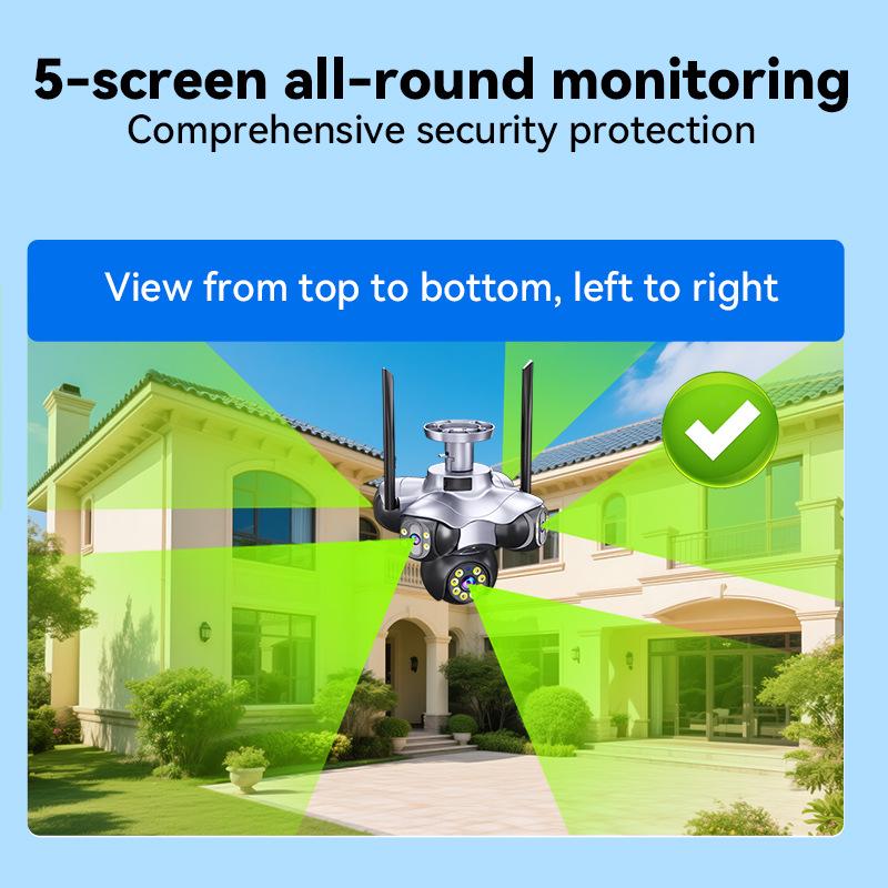 Outdoor 5-Lens Panoramic Night Vision HD Surveillance Camera