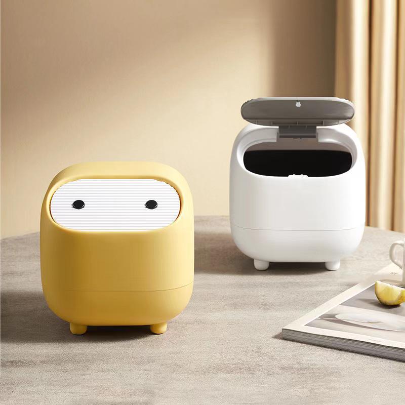 Colorful Ninja Desktop Mini Trash Can - Cute Double-layer Press-type Garbage Bin