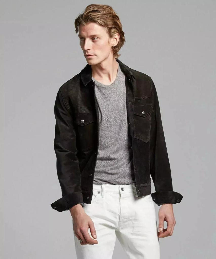 Stylish Handmade Men's Casual Fashionable Black Soft Suede Genuine Leather Shirt