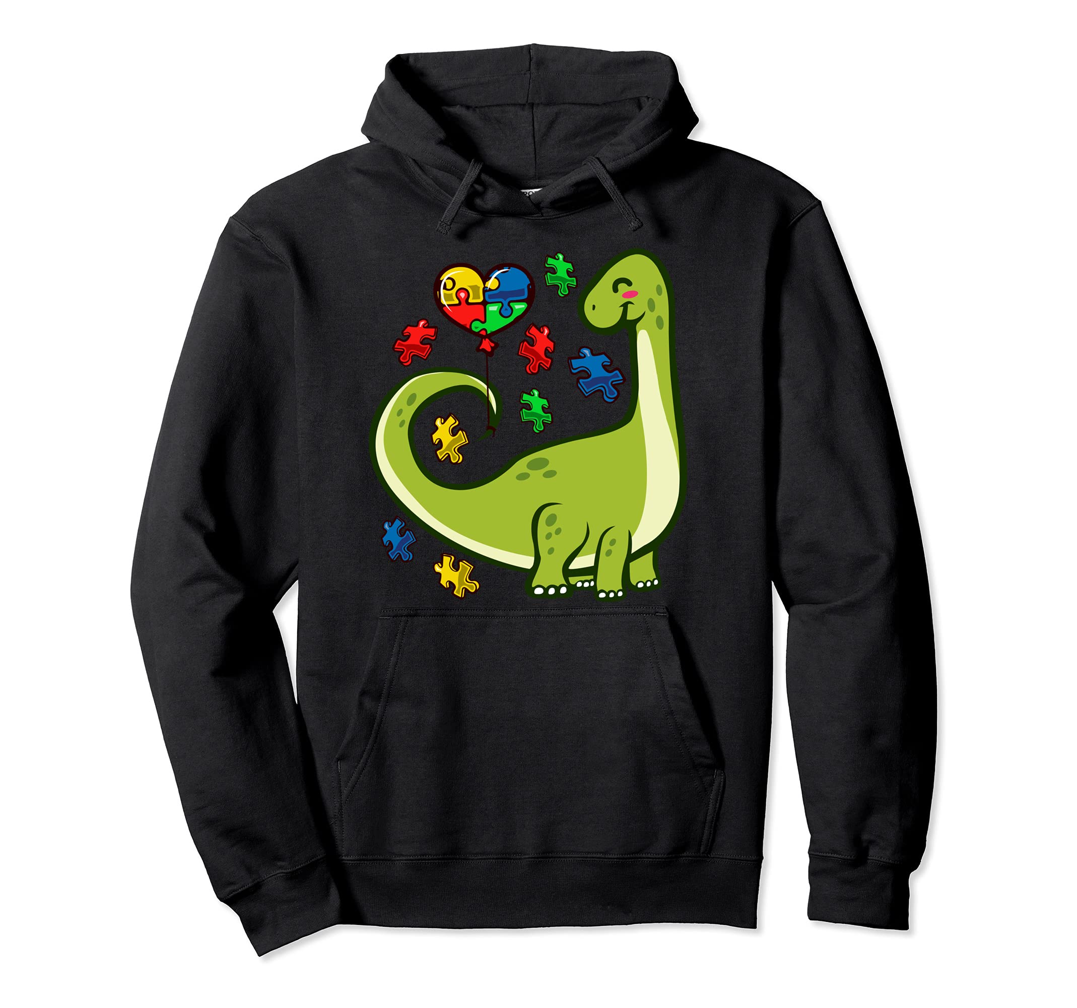 

Autism Awareness Brontosaurus Dinosaur Puzzle Heart Hoodie