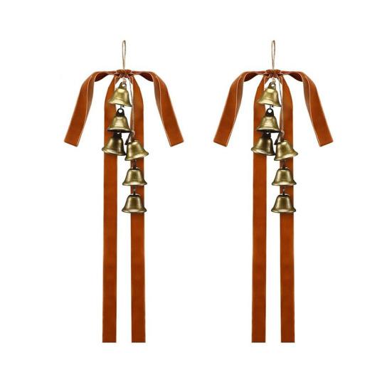 

Бархатный рождественский сваг-бант с колокольчиками, деревенский большой бант для лестничного пролета, винтажный бант-топпер для рождественской елки, для декора дерева, стены, двери 2pcs