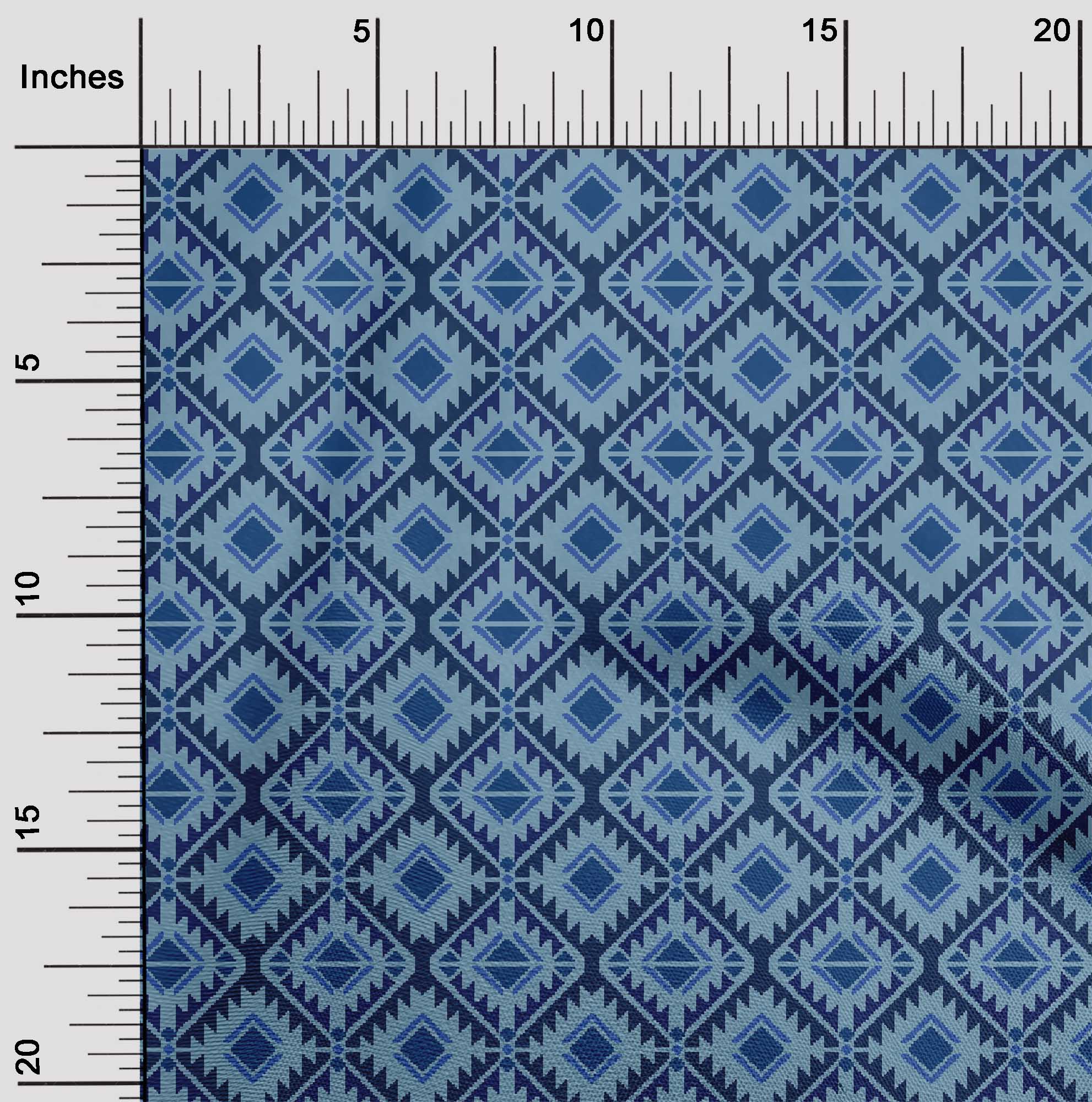 

oneOone Cotton Flex Fabric Geometric Flame Stitch Print Fabric BTY 40 Inch 42 Inch - Viscose Chiffon темно-синього кольору