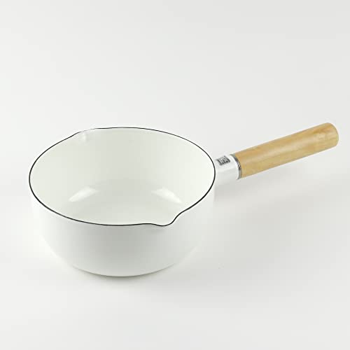 Pearl Metal Crevia Enamel Pan, 18cm, White