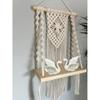 Muizz Macrame Wall Hanging Shelf, Wood & Cotton Rope, Ivory, Handcrafted Home Decor
