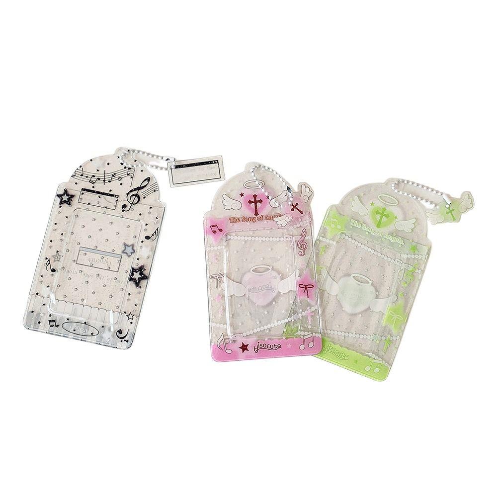 Cartoon Transparent Photo Card Holder PVC Transparent Photo Booth Strip Glitter Finish Photo Display Star Design Sleeves Girls