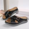 New Flat Casual Slippers with Cross Belt Buckle Solid Color Beach Shoes for Women, Flat Slippers for Women, Fashionable