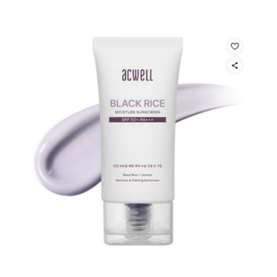 ACWELL Black Rice Hydrating Sun Cream SPF50+ PA+++ Moisturizing UV Protection Sunscreen 50ml