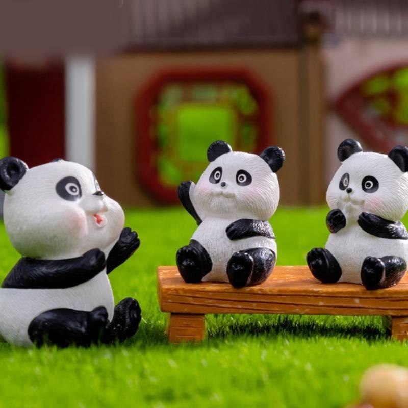 Resin Panda Diy Figurines Microlandscape Craft Set Miniature Tea Decor Party
