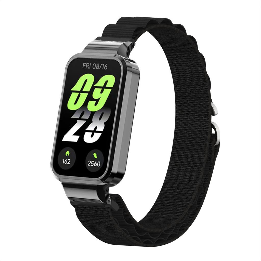 2in1 Set Nylon Loop Strap and Metal Watch Case Suit For Redmi Watch Band3 Band2/Xiaomi Mi band 9 Active/8 Active Alpine Loop Wave Strap and Watch Case