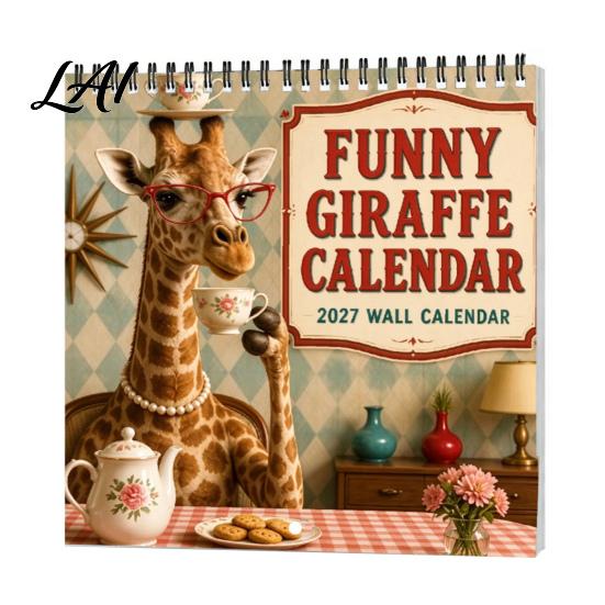 School Year Planning Tool 2027 Wall Calendar Funny Cartoon Illustrations Large Date Grids Annual Schedule Planner Thick Coated Paper Sturdy