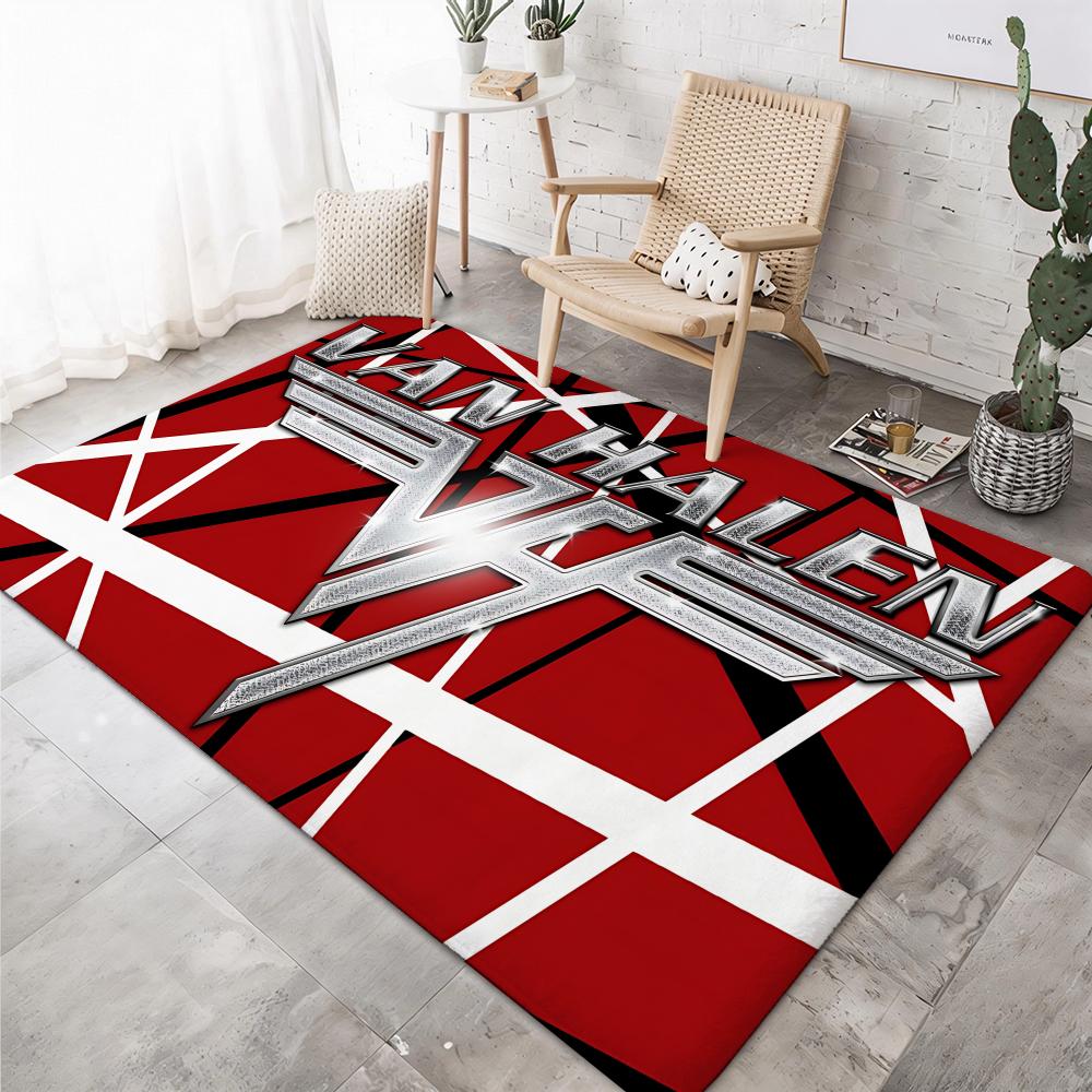 Classic Hard Rock Band V-Van Halens Floor Mat Soft Thickened Flannel Door Mat Non-Slip Living Room Rug Home Decor