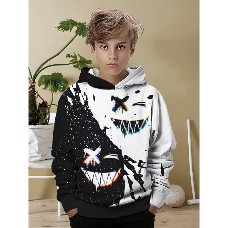 Sweat à capuche décontracté imprimé pour garçon Printemps et Automne Pull à manches longues pour enfant Vêtements pour enfants