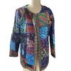 O-neck Long Sleeve Open Stitch Pockets Cardigan Coat Women Autumn Ethnic Style Retro Print Outerwear
