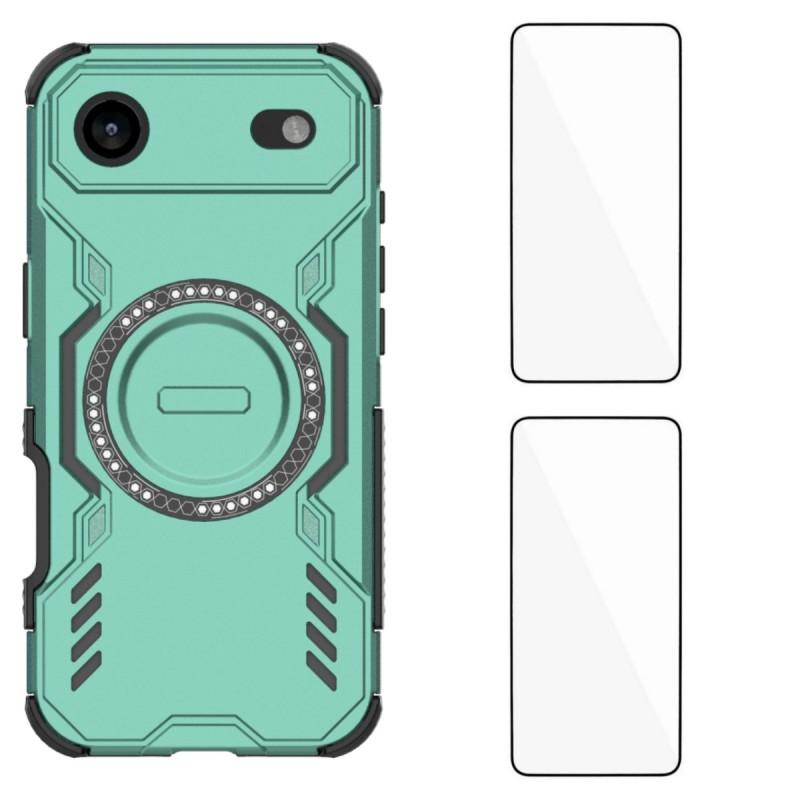 For iPhone 17 Air Magnetic Case WANLONFENG DJ Series PC TPU Phone Cover with 2Pcs Tempered Glass Film