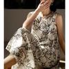 Elegant French Style Ink Print Sleeveless Dress, Round Neck, Spring 2026 Arrival