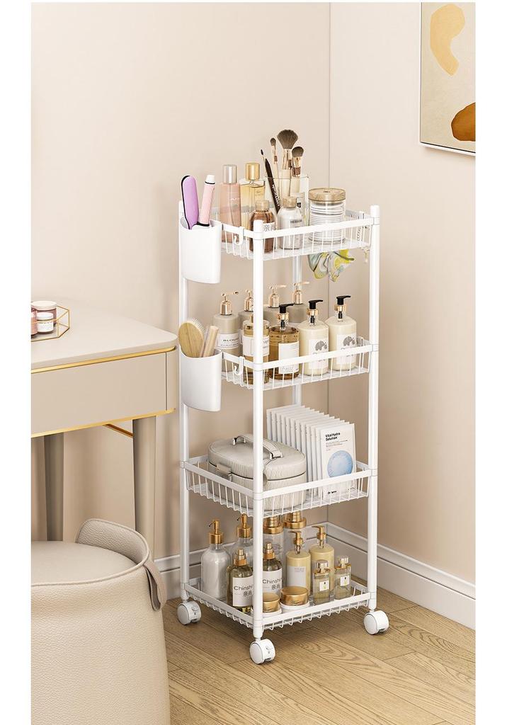 Multi-layer Bathroom Shelf with Wheels - Narrow Gap Storage Trolley