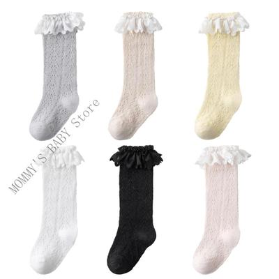 Girls Knee Length Socks for 0-3 Year, Lovely Ruffled Socks Long Tube Socks for Stage Performances and Parties