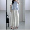High Waisted Pleated Skirt Pants, Summer White A-line Skirt Pants for Women