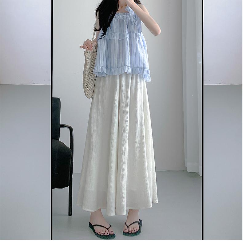 High Waisted Pleated Skirt Pants, Summer White A-line Skirt Pants for Women
