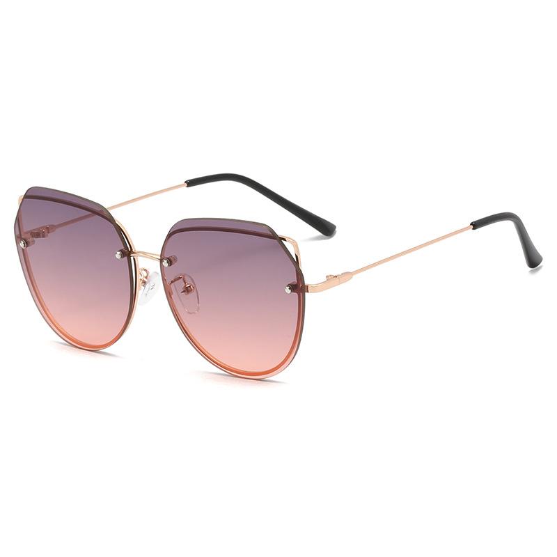 Oval Metal Rimless Sunglasses Wear Cat Ear Sunglasses Sunshade Glasses