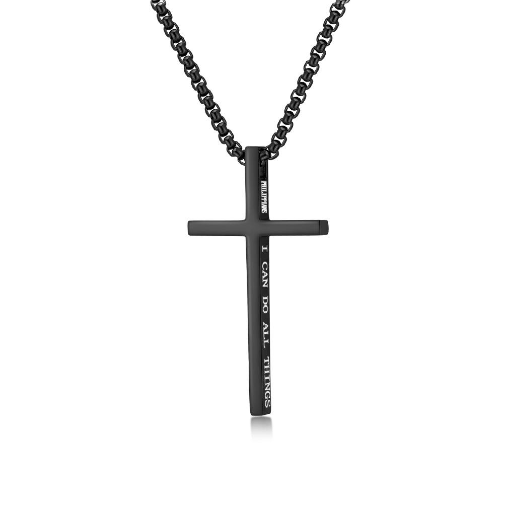 Titanium Steel Minimalist Cross Necklace Unisex Style Unisex Mens and Womens Pendant Sweater Chain Pendant