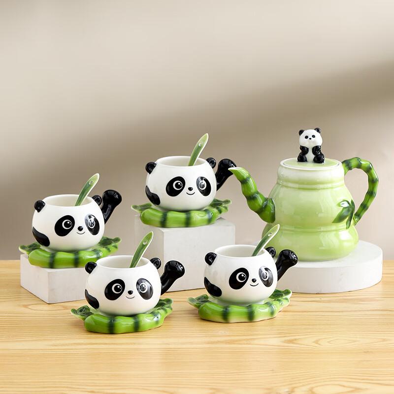 Shangqi Enamel Panda 13-Piece Ceramic Coffee Cup Set
