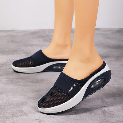Women's Super Large Size Half-slippers Flying Woven Casual Breathable Light Ultra-light Mother's Shoes