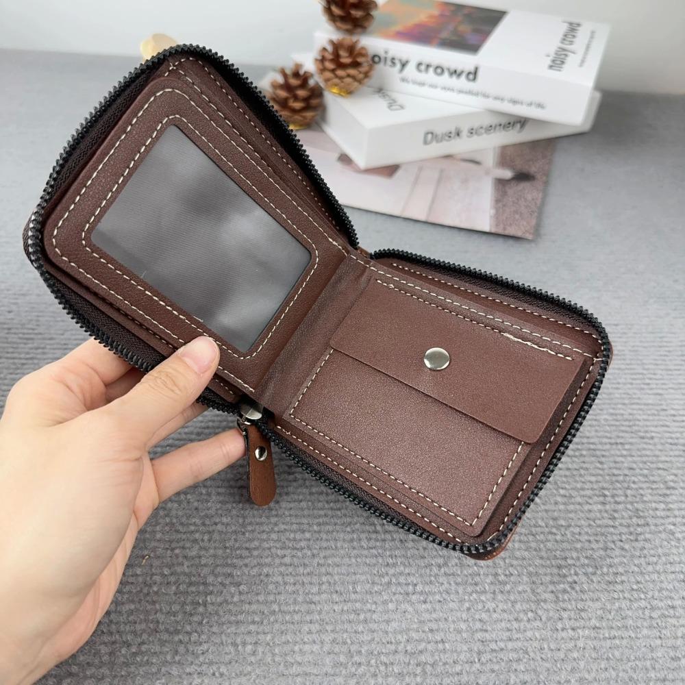 Multifunctional Male Coin Purse Pu Business Card Holder Portable Men's Short Wallet  Outdoor
