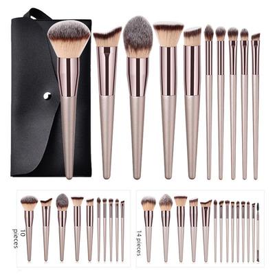 Champagne Gold Flame Beauty Makeup Brush Set – 10 Brushes