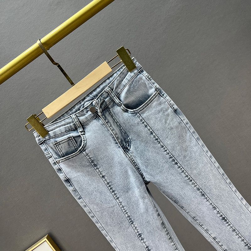 Exquisite Rhinestone Spring and Summer Clothing High Waist European Goods Denim