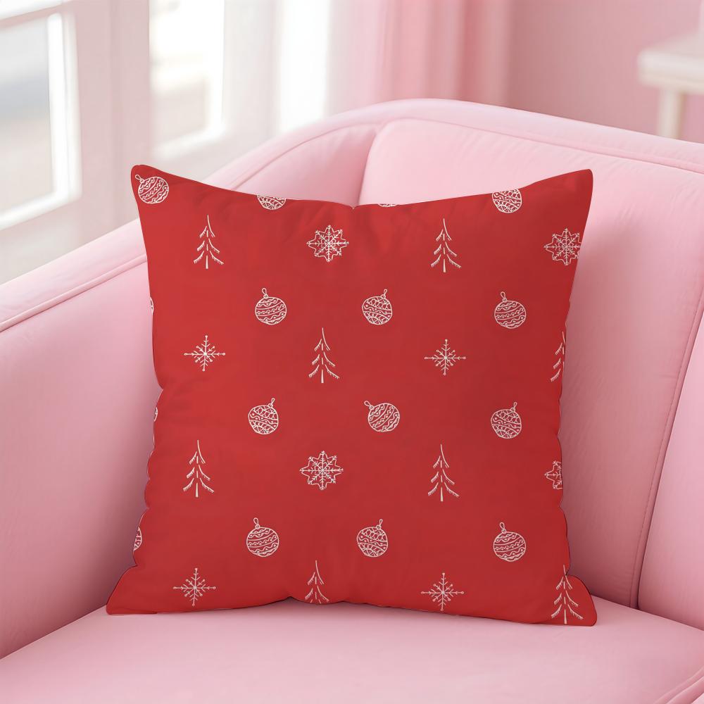 Red Bell Socks Santa Claus Cushion Cover Premium Comfort Reversible Pillow Cove -Two In One Design For Any Room & Car Interior
