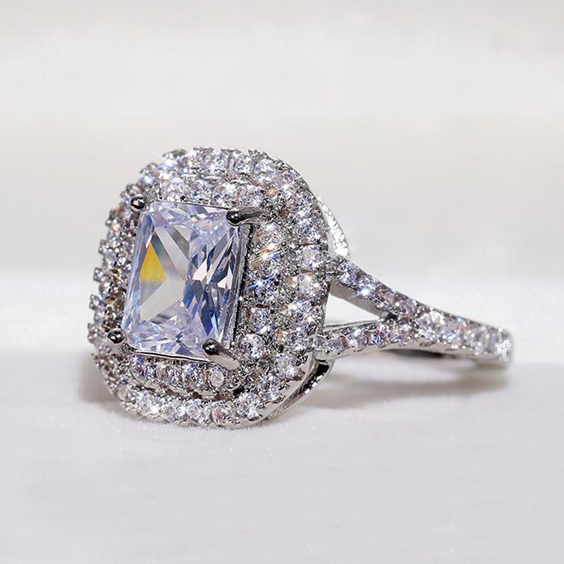 Neu Wunderschöne Volle Zirkon Hochzeit Ringe Frauen Schillernden Kristall Zirkonia Vorschlag Engagement Party Ring Luxus Schmuck