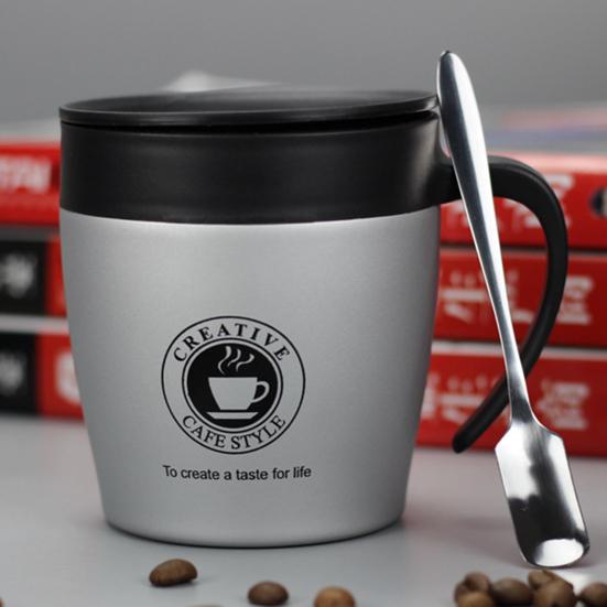 1 Set 330 ml Thermobecher mit Griff, doppelwandig, auslaufsicher, weite Öffnung, rostfrei, verbrühungshemmende Isolierflasche