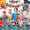 Cartoon Party Supplies, Anime Birthday Party Decorations  Tableware Set Including Anime Birthday Plates Tablecloth Balloon Banner Etc