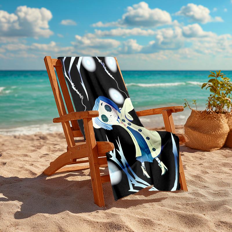 1pc C-Coraline (5) Beach Towel, Comfortable and Thick, and Swimming/Bath/Picnic/Camping Towel, Suitable for Seaside Beaches