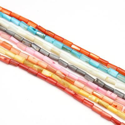 Natural Coral Beads 4x8mm Cylindrical Loose Spacer Beads for Jewelry Making DIY Women Necklace Bracelet Earring Accessories Crafts Length 38cm