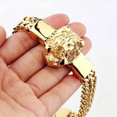 Men's Stainless Steel Lion's Head Bracelet Accessories Fashion Charm Bracelet Men's Gold Bracelet Luxury Men Gift Rock Style