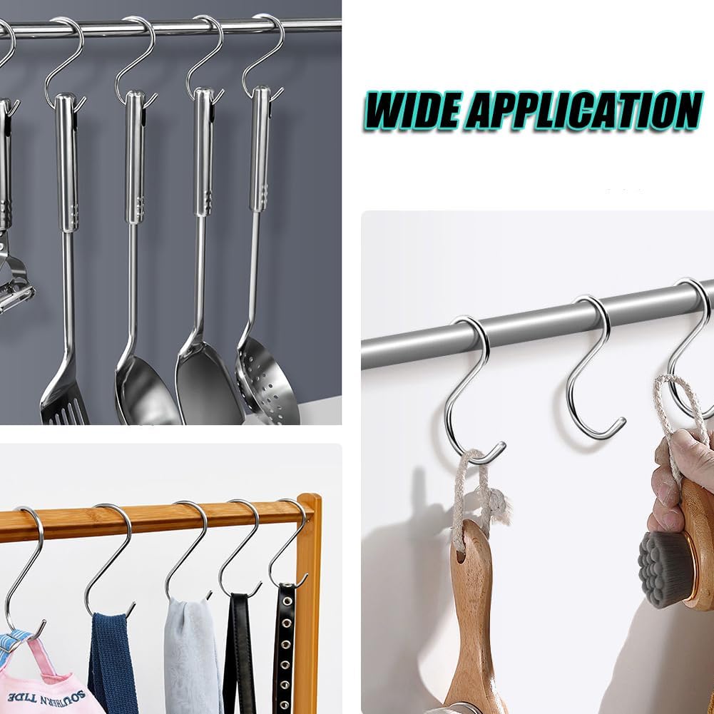 20Pcs S Hooks for Hanging,3.5 inch S Shaped Hooks for Kitchenware Pots Work Shop Utensils Clothes Bags Bathroom Towels Garden Plants